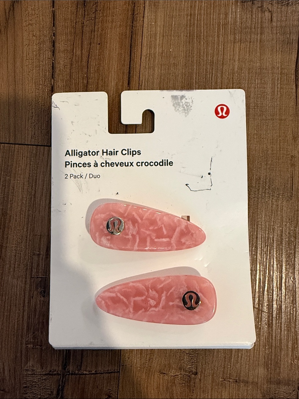lululemon athletica Pink Marble Alligator Hair Clips - 2 Pack